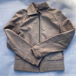 Leather bomber jacket